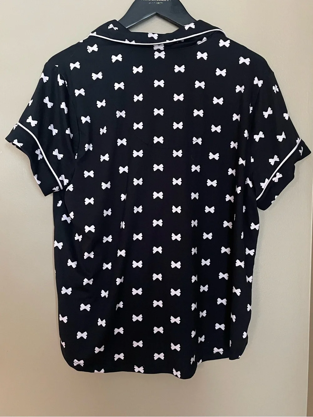 Kate Spade Bow Tie Notched Collar Short Sleeve Pajama Top Sleep Shirt XL